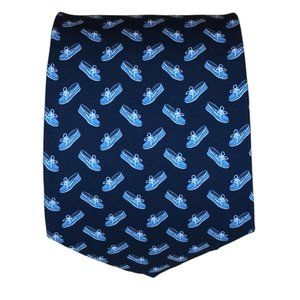 BOGGI Blue Boat Shoes Silk Tie ITALY 60”/ 3.4” EC